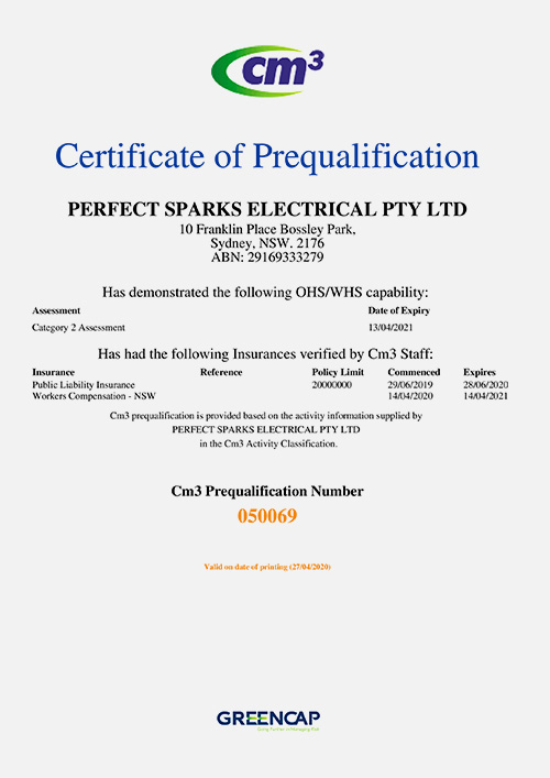 Perfect Sparks Electrical Cm3 About Link, DGM Group